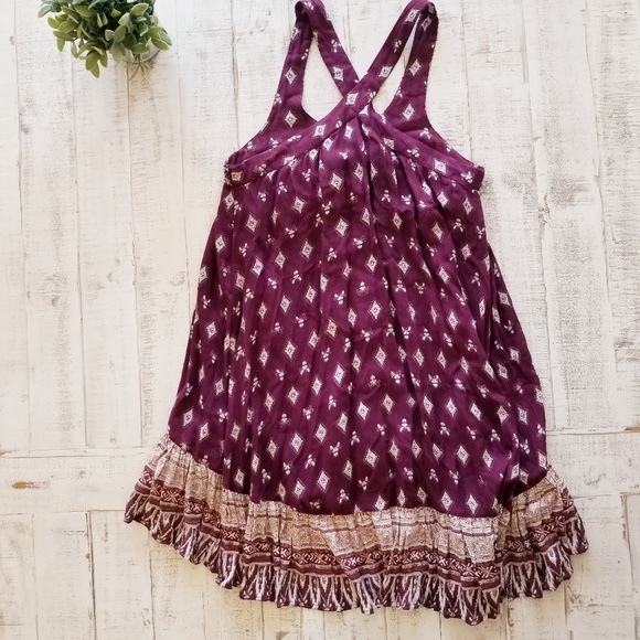 En Creme Eggplant Embellished Boho Hippie Day Dress - Picture 5 of 8